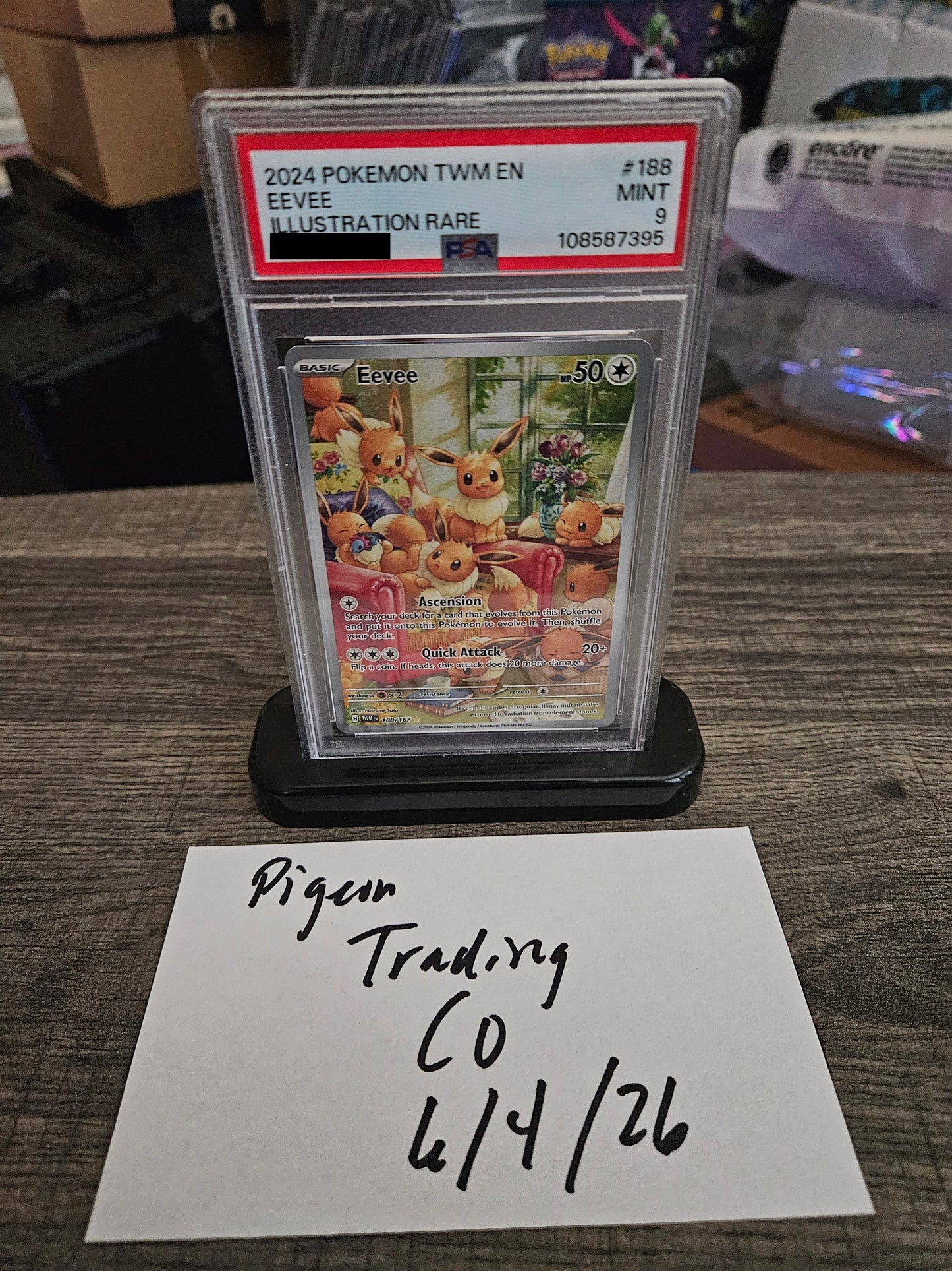 2024 POKEMON TWM EN-TWILIGHT MASQUERADE ILLUSTRATION RARE #188 EEVEE PSA 9
