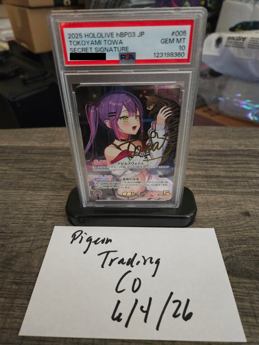 [JP, POP 31] Hololive OFFICIAL CARD GAME Tokoyami Towa SEC hBP03-005 PSA 10