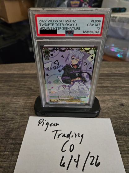 [POP 6] PSA 10 Nekomata Okayu E036 SSP Signed hololive English Weiss Schwarz