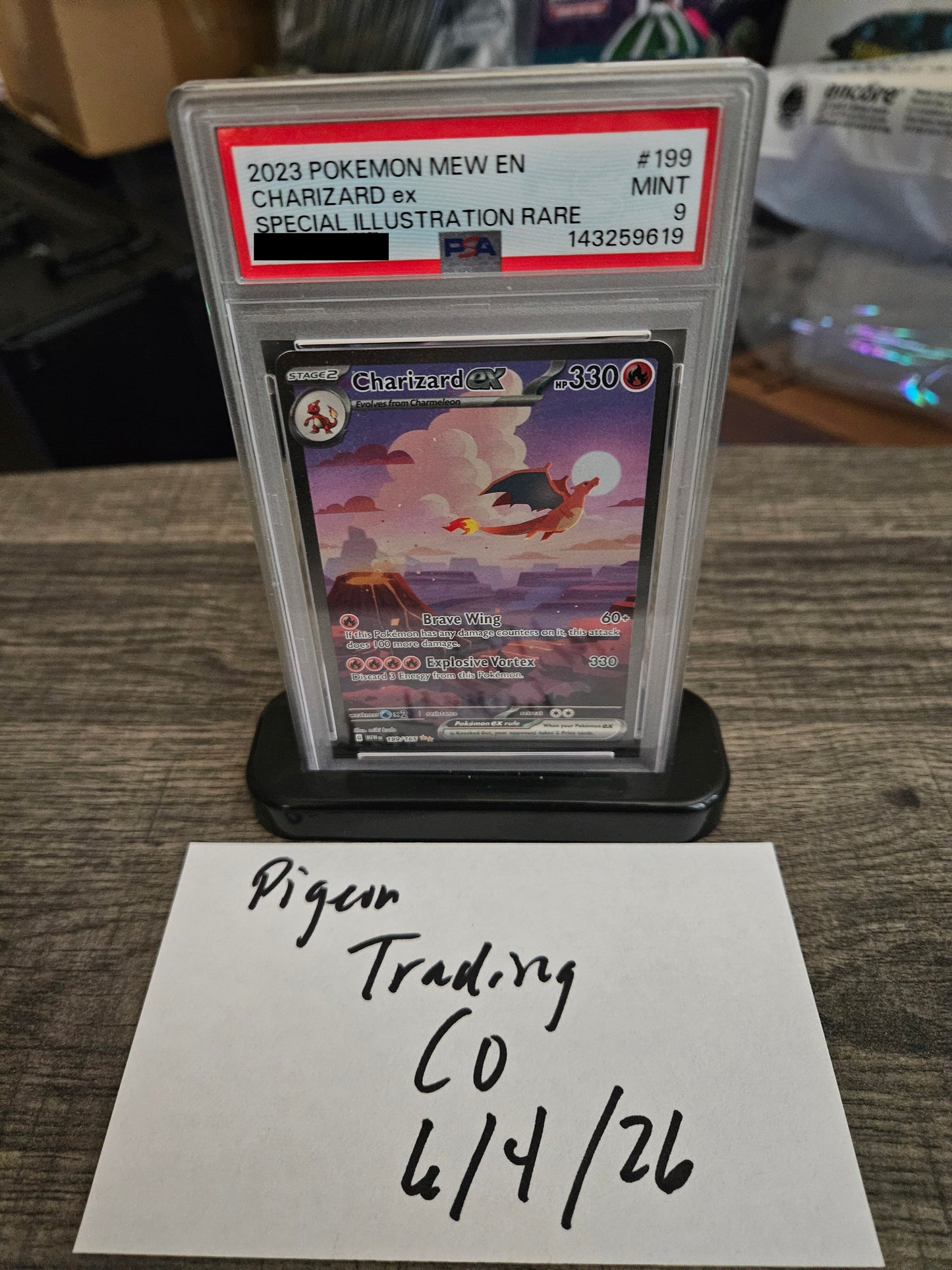 2023 POKEMON MEW EN-151 SPECIAL ILLUSTRATION RARE #199 CHARIZARD EX PSA 9