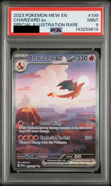 2023 POKEMON MEW EN-151 SPECIAL ILLUSTRATION RARE #199 CHARIZARD EX PSA 9