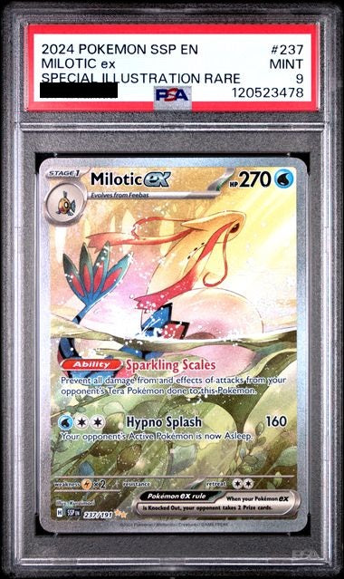 2024 POKEMON SSP EN-SURGING SPARKS SPECIAL ILLUSTRATION RARE MILOTIC EX PSA 9