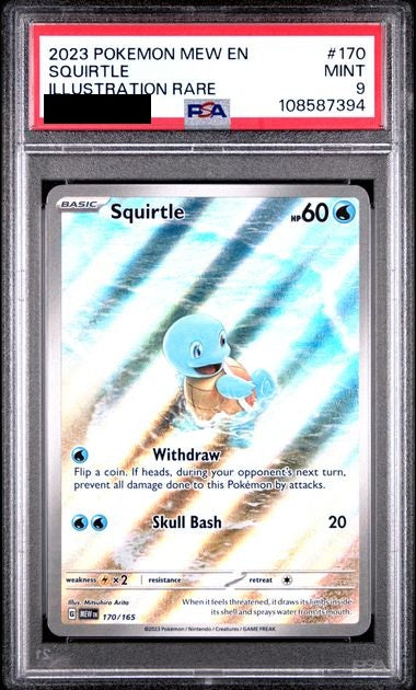 Pokémon Squirtle Illustration Rare #170/165 Scarlet & Violet MEW EN 151 PSA 9