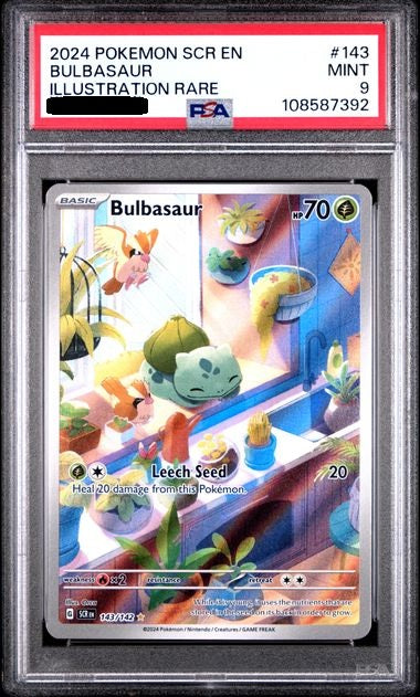 2024 POKEMON SCR EN-STELLAR CROWN ILLUSTRATION RARE #143 BULBASAUR 2024 PSA 9