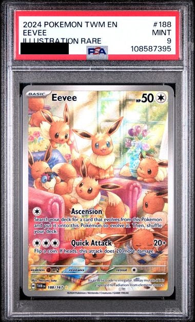 2024 POKEMON TWM EN-TWILIGHT MASQUERADE ILLUSTRATION RARE #188 EEVEE PSA 9